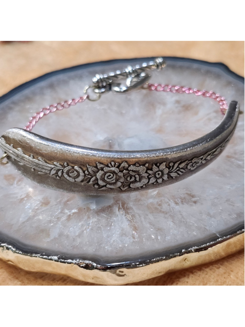 Bracelet Silverwear ONEIDA silverplate 1954 ROYAL ROSE aged sanded